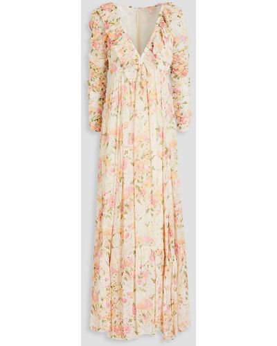 byTiMo Ruffled Floral-print Crepe Maxi Dress - Natural