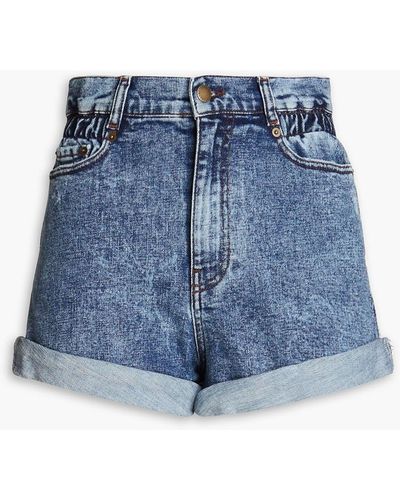 retroféte Haisley jeansshorts in ausgewaschener optik - Blau