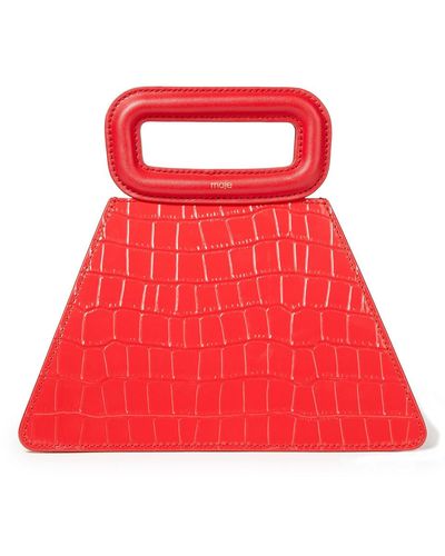 Maje Pyramid Croc-effect Leather Tote - Red