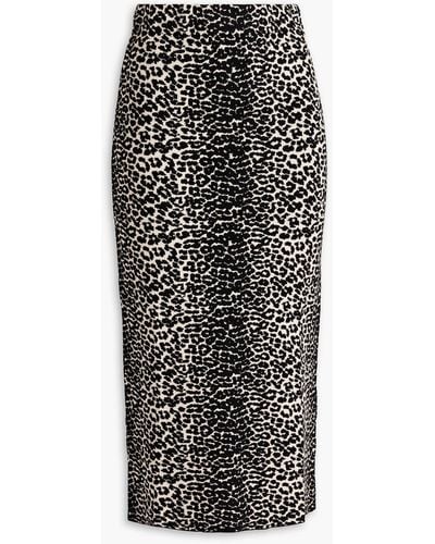 Solid & Striped Leopard-print Knitted Midi Skirt - Black