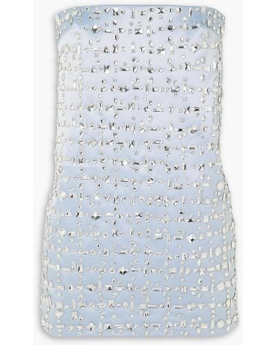 16Arlington Blaise Strapless Crystal-embellished Satin Mini Dress - Blue