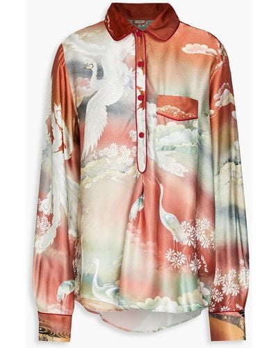 F.R.S For Restless Sleepers Amaltea Printed Satin Shirt - Red