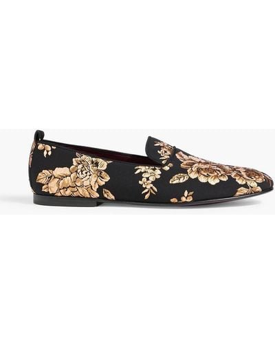 Dolce & Gabbana Metallic Floral-jacquard Loafers - Black