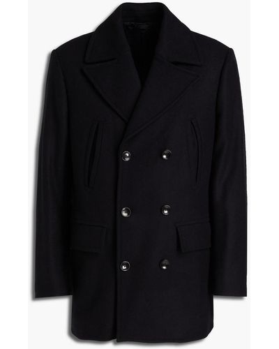 Officine Generale Edward Double-breasted Wool And Cashmere-blend Felt Coat - Black