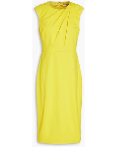 Badgley Mischka Pleated Stretch-crepe Dress - Yellow