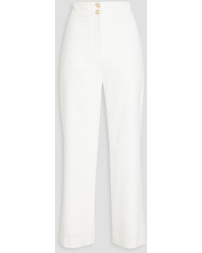 Veronica Beard Jeanne Cropped Grain De Poudre Wide-leg Trousers - White