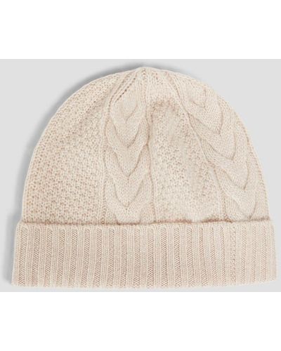 N.Peal Cashmere Beanie aus kaschmir mit zopfstrickmuster - Natur