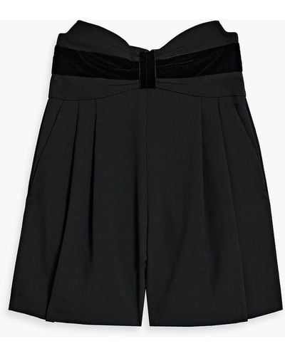 RED Valentino Bow-detailed Pleated Twill Shorts - Black