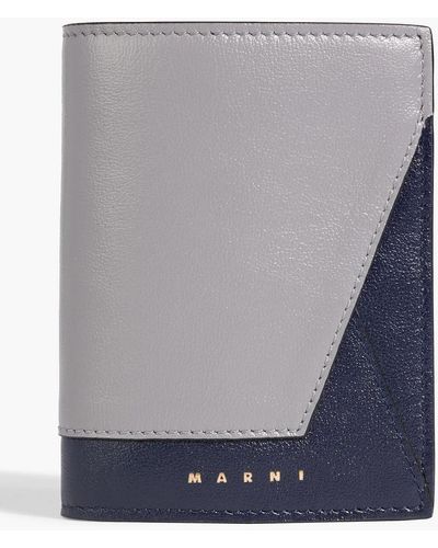 Marni Two-tone Pebbled-leather Wallet - Gray
