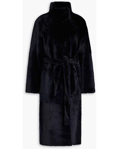 Yves Salomon Belted Shearling Coat - Black