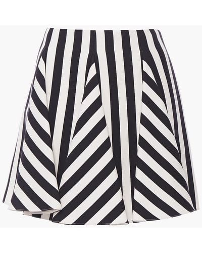 Valentino Garavani Pleated Striped Wool And Silk-blend Crepe Mini Skirt - Black