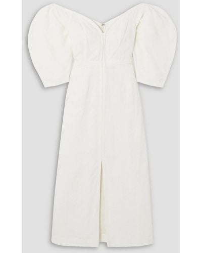Mara Hoffman Leonara Off-the-shoulder Lyocell And Linen-blend Midi Dress - White