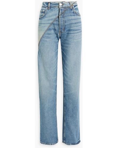 EB DENIM Gemini Zip-embellished High-rise Straight-leg Jeans - Blue