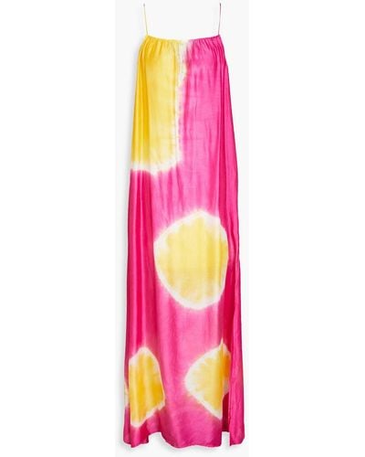 Sundress Grace Tie-dyed Satin Maxi Dress - Pink