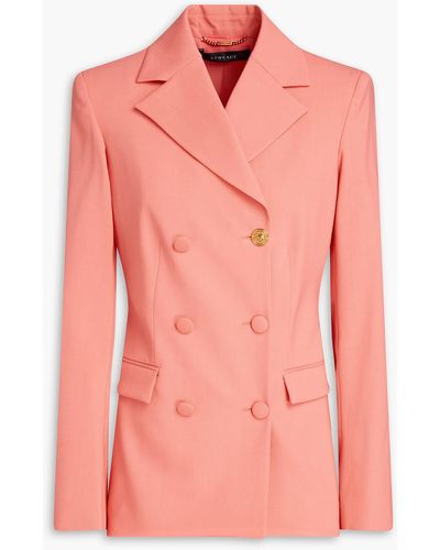 Versace Doppelreihiger blazer aus stretch-wolle - Pink