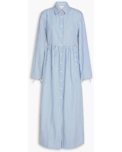 Onia Striped Tm And Cotton-blend Poplin Maxi Shirt Dress - Blue