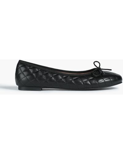 French Sole Amelie Quilted Leather Ballet Flats - Black