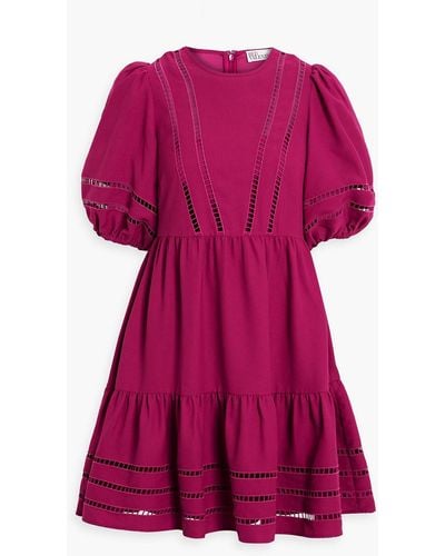 RED Valentino Lattice-trimmed Crepe Mini Dress - Pink