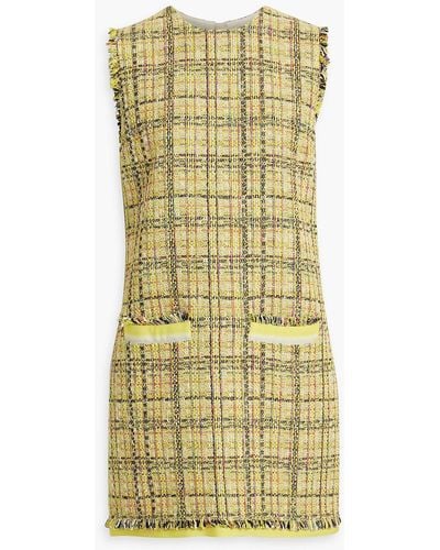 MSGM Frayed Cotton-blend Tweed Mini Dress - Yellow