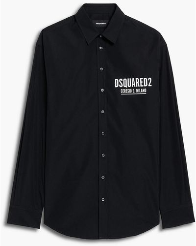 DSquared² Printed Coton-poplin Shirt - Black