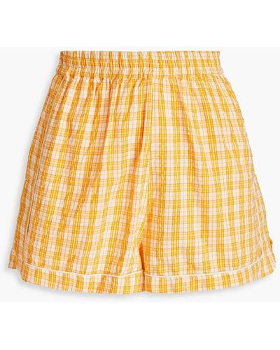Stella Nova Krista Gingham Cotton Shorts - Yellow