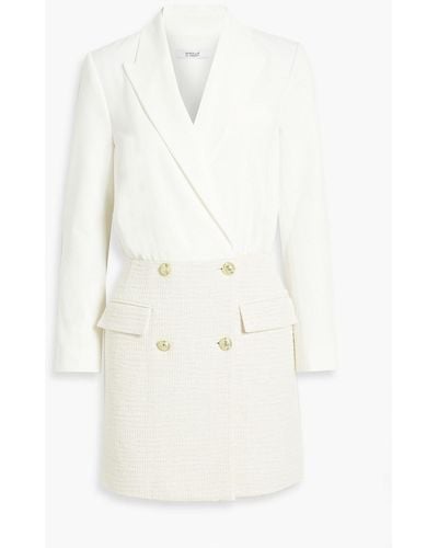 10 Crosby Derek Lam Chiara Button-detailed Twill And Metallic Tweed Mini Dress - White