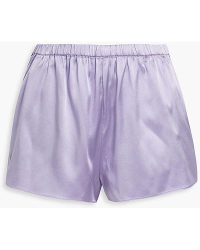 Fleur du Mal Stretch Silk-satin Pajama Shorts - Purple