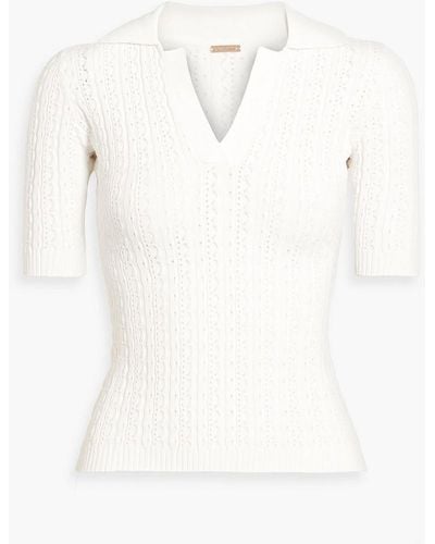 Adam Lippes Pointelle-knit Polo Sweater - Natural