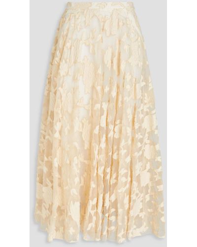Gentry Portofino Cotton-blend Fil Coupé Organza Midi Skirt - Natural