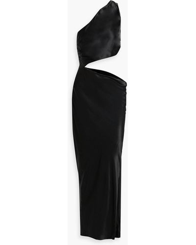 Nicholas Raya One-shoulder Cutout Silk-satin Maxi Dress - Black