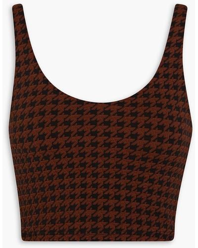 The Upside Tess Cropped Houndstooth Jersey Tank - Brown