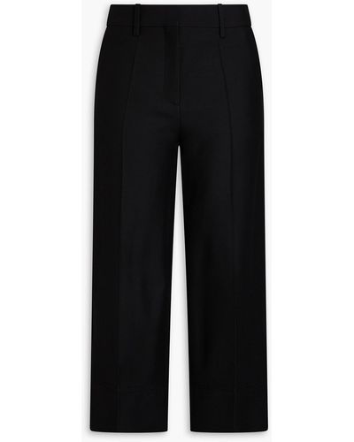 Valentino Garavani Cropped Wool And Silk-blend Crepe Straight-leg Trousers - Black