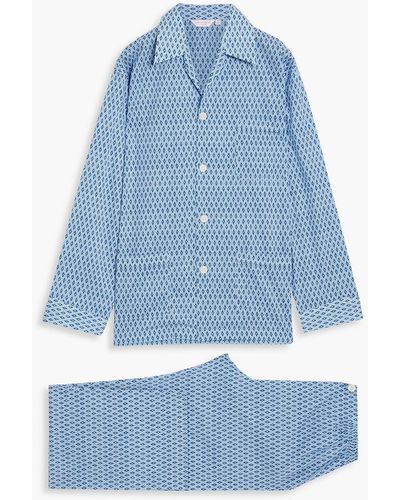 Derek Rose Pyjama aus baumwolle mit print - Blau