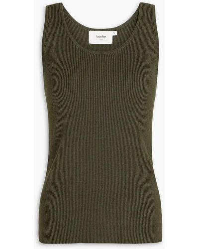 Bassike Ribbed Linen-blend Tank - Green