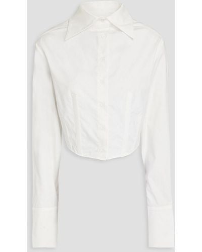 Anna Quan Cropped Stretch-cotton Poplin Shirt - White
