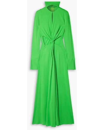 Victoria Beckham Cutout Twist-front Jersey Midi Dress - Green