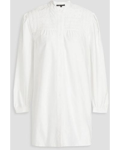 Maje Bead-embellished Cotton Mini Shirt Dress - White