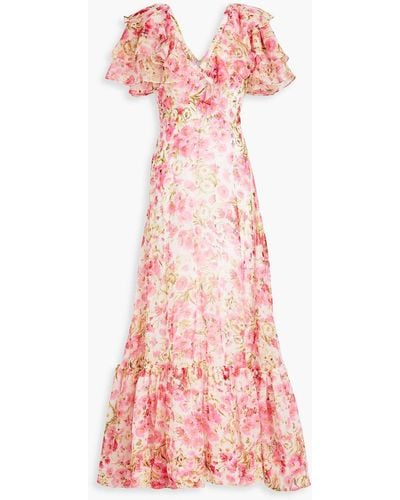 byTiMo Ruffled Floral-print Organza Gown - Pink