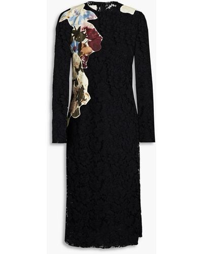 Valentino Garavani Appliquéd Cotton-blend Corded Lace Dress - Black