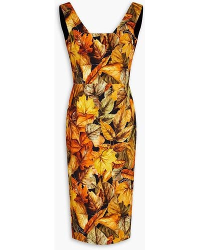 Dolce & Gabbana Floral-print Stretch-crepe Dress - Metallic