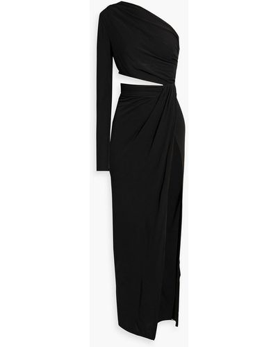 Ronny Kobo Lorinna One-sleeve Cutout Jersey Maxi Dress - Black