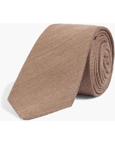 Dunhill Wool And Mulberry Silk-blend Tie - Natural