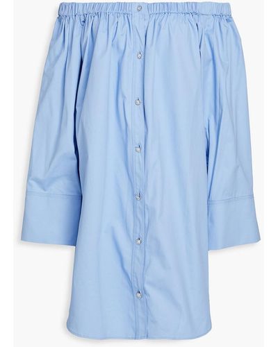 Stine Goya Amanuel Off-the-shoulder Cotton Mini Dress - Blue