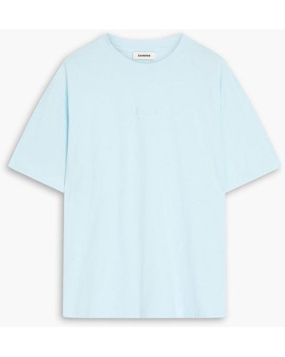 Sandro Appliquéd Cotton-jersey T-shirt - Blue