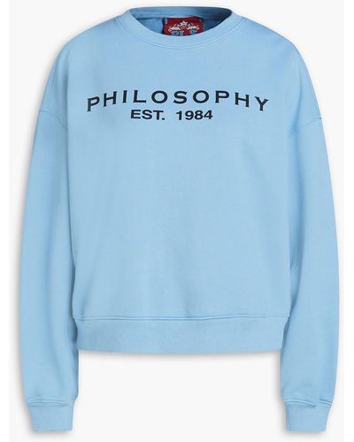 Philosophy Di Lorenzo Serafini Sweatshirt aus baumwollfrottee mit logoprint - Blau