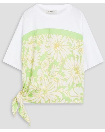Sandro T-shirt aus baumwoll-jersey mit blumenprint - Weiß
