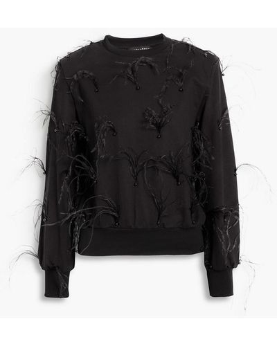 retroféte Venus Embellished French Cotton-terry Sweatshirt - Black