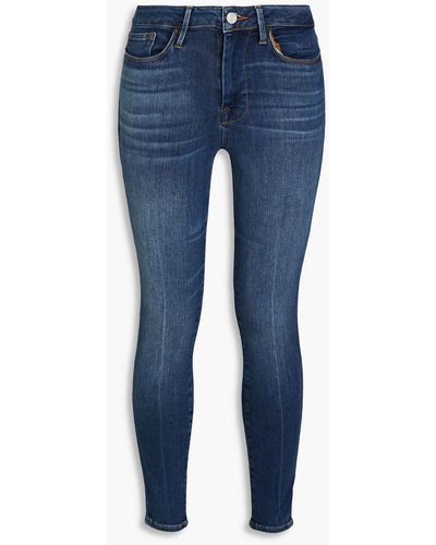 FRAME Le Skinny Crop Cropped Low-rise Skinny Jeans - Blue