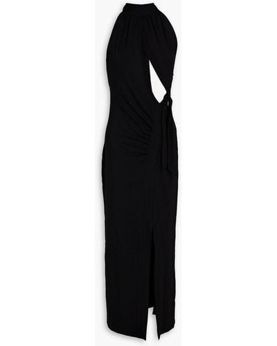 ROTATE BIRGER CHRISTENSEN Merle Cutout Gathered Jersey Midi Dress - Black
