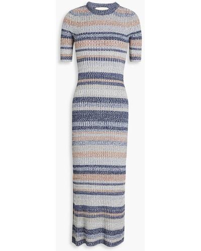 Zimmermann Striped Ribbed-knit Midi Dress - Gray